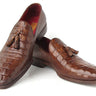 Paul Parkman Men's Croco-Embossed Calfskin Tassel Loafers in Brown