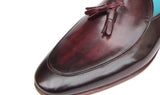 Paul Parkman Men's Hand-Painted Leather Tassel Loafers in Black & Purple