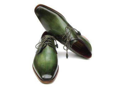 Paul Parkman Men's Hand-Painted Leather Derby Shoes in Green