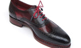 Paul Parkman Men's Leather Wingtip Brogues in Navy & Red