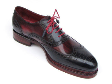 Paul Parkman Men's Leather Wingtip Brogues in Navy & Red