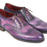 Paul Parkman Men's Hand-Painted Leather Wingtip Oxfords in Purple & Navy