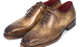 Paul Parkman Men's Goodyear Welted Wingtip Oxfords in Antique Olive