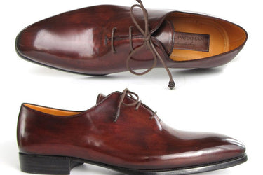 Paul Parkman Men's Hand-Painted Plain Toe Oxfords in Brown & Bordeaux