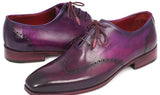 Paul Parkman Men's Hand-Painted Leather Wingtip Oxfords in Purple