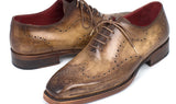 Paul Parkman Men's Goodyear Welted Wingtip Oxfords in Antique Olive