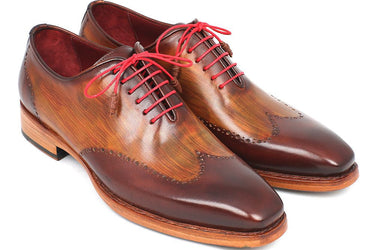 Paul Parkman Men's Goodyear Welted Wingtip Oxfords in Brown & Camel