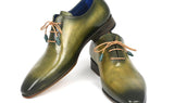 Paul Parkman Men's Hand-Painted Wholecut Leather Oxfords in Antique Green
