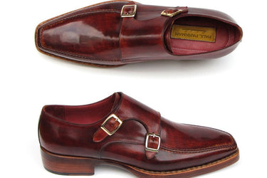 Paul Parkman Men's Double Goodyear Welted Monkstraps in Burgundy