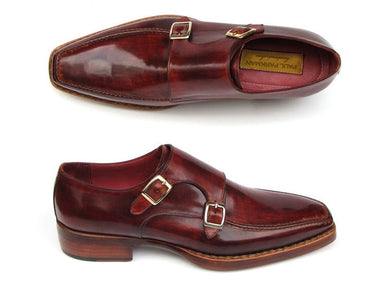 Paul Parkman Men's Double Goodyear Welted Monkstraps in Burgundy