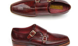 Paul Parkman Men's Double Goodyear Welted Monkstraps in Burgundy