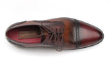 Paul Parkman Men's Hand-Painted Leather Derby Shoes in Bordeaux & Tobacco