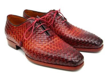 Paul Parkman Men's Woven Leather Oxfords in Bordeaux & Tobacco