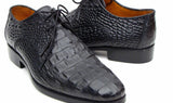 Paul Parkman Men's Croco-Embossed Leather Derby Shoes in Black