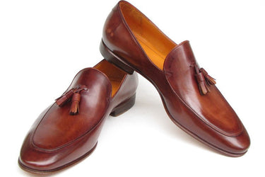 Paul Parkman Men's Hand-Painted Leather Tassel Loafers in Brown