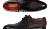 Paul Parkman Men's Hand-Painted Leather Derby Shoes in Anthracite Black
