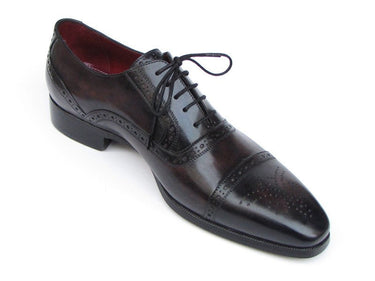 Paul Parkman Men's Hand-Painted Leather Captoe Oxfords in Bronze & Black