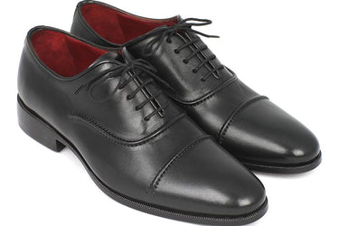Paul Parkman Men's Hand-Painted Captoe Leather Oxfords in Black