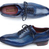 Paul Parkman Men's Hand-Painted, Handmade Lace-Up Casual Shoes in Blue