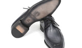 Paul Parkman Men's Hand-Painted Leather Apron Derby Shoes in Gray & Black