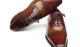 Paul Parkman Men's Hand-Painted Leather Captoe Oxfords in Camel & Red