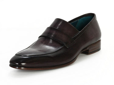 Paul Parkman Men's Hand-Painted Leather Loafers in Black & Gray