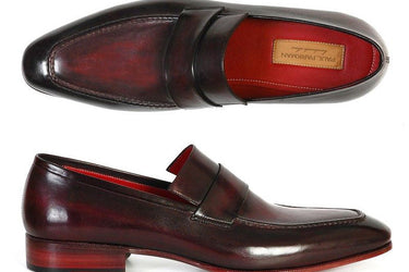 Paul Parkman Men's Hand-Painted Leather Loafers in Purple & Black
