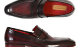 Paul Parkman Men's Hand-Painted Leather Loafers in Purple & Black