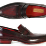 Paul Parkman Men's Hand-Painted Leather Loafers in Purple & Black