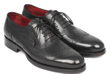 Paul Parkman Men's Goodyear Welted Wingtip Oxfords in Black