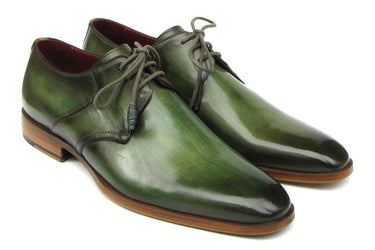 Paul Parkman Men's Hand-Painted Leather Derby Shoes in Green