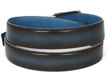 Paul Parkman Men's Hand-Painted Leather Belt in Dual Tone Brown & Blue