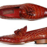 Paul Parkman Men's Croco-Embossed Calfskin Tassel Loafers in Reddish Camel