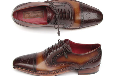 Paul Parkman Men's Hand-Painted Leather Captoe Oxfords in Brown