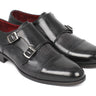 Paul Parkman Men's Leather Double Monkstraps in Gray & Black