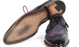 Paul Parkman Men's Hand-Painted Leather Derby Shoes in Blue & Navy