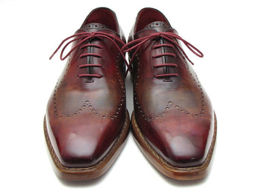 Paul Parkman Men's Goodyear Welted Wingtip Oxfords in Bordeaux & Camel