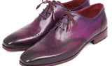 Paul Parkman Men's Hand-Painted Leather Wingtip Oxfords in Purple