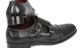 Paul Parkman Men's Leather Double Monkstraps in Gray & Black