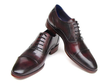 Paul Parkman Men's Hand-Painted Leather Oxfords in Black & Purple