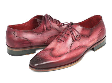 Paul Parkman Men's Hand-Painted Leather Wingtip Oxfords in Burgundy
