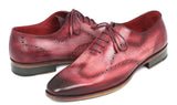 Paul Parkman Men's Hand-Painted Leather Wingtip Oxfords in Burgundy