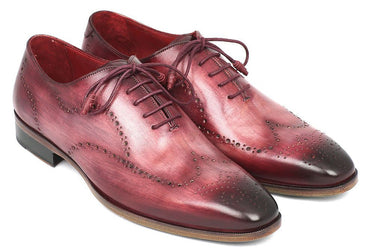 Paul Parkman Men's Hand-Painted Leather Wingtip Oxfords in Burgundy