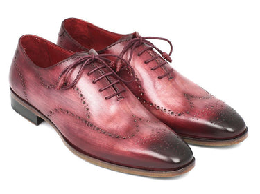 Paul Parkman Men's Hand-Painted Leather Wingtip Oxfords in Burgundy