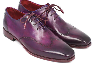 Paul Parkman Men's Hand-Painted Leather Wingtip Oxfords in Purple