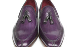 Paul Parkman Men's Hand-Painted Leather Tassel Loafers in Purple
