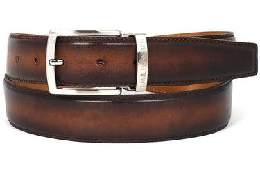 Paul Parkman Men's Hand-Painted Leather Belt in Brown and Camel