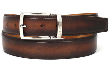 Paul Parkman Men's Hand-Painted Leather Belt in Brown and Camel