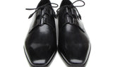 Paul Parkman Men's Ghillie Lacing Hand-Painted Leather Dress Shoes in Black