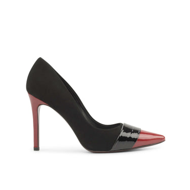 DapperFam Clarissa in Luxury Black / Passion Red Women's Italian Suede & Super Soft Patent Leather High Heel Luxury Black / Passion Red